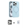 MARSİLYAN™- iPhone 15 Pro Max Kılıf Yankı Form Serisi - Siyah Bilvis 0.18mm Plus Cam Ekran Koruyucu + PVD Metal Kamera Lens - GS