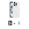 MARSİLYAN™- iPhone 15 Pro Max Kılıf Yankı Form Serisi - Siyah Bilvis 0.18mm Plus Cam Ekran Koruyucu + PVD Metal Kamera Lens - LT