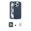MARSİLYAN™- iPhone 15 Pro Max Kılıf Yankı Form Serisi - Siyah Bilvis 0.18mm Plus Cam Ekran Koruyucu + PVD Metal Kamera Lens - SH