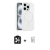 MARSİLYAN™- iPhone 15 Pro Max Kılıf Yankı Form Serisi - Siyah Bilvis 0.18mm Plus Cam Ekran Koruyucu + PVD Metal Kamera Lens - TU