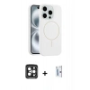 MARSİLYAN™- iPhone 15 Pro Max Kılıf Yankı Form Serisi - Siyah Bilvis 0.18mm Plus Cam Ekran Koruyucu + PVD Metal Kamera Lens - SH