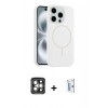 MARSİLYAN™- iPhone 15 Pro Max Kılıf Yankı Form Serisi - Siyah Bilvis 0.18mm Plus Cam Ekran Koruyucu + PVD Metal Kamera Lens - GI