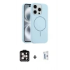 MARSİLYAN™- iPhone 15 Pro Max Kılıf Yankı Form Serisi - Siyah Bilvis 0.18mm Plus Cam Ekran Koruyucu + PVD Metal Kamera Lens - TU