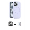 MARSİLYAN™- iPhone 15 Pro Max Kılıf Yankı Form Serisi - Siyah Bilvis 0.18mm Plus Cam Ekran Koruyucu + PVD Metal Kamera Lens - GI