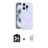 MARSİLYAN™- iPhone 15 Pro Max Kılıf Yankı Form Serisi - Siyah Bilvis 0.18mm Plus Cam Ekran Koruyucu + PVD Metal Kamera Lens - TU