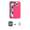 MARSİLYAN™- iPhone 15 Pro Max Kılıf Yankı Form Serisi - Siyah Bilvis 0.18mm Plus Cam Ekran Koruyucu + PVD Metal Kamera Lens - SH