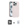 MARSİLYAN™- iPhone 15 Pro Max Kılıf Yankı Form Serisi - Siyah Bilvis 0.18mm Plus Cam Ekran Koruyucu + PVD Metal Kamera Lens - SH