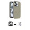 MARSİLYAN™- iPhone 15 Pro Max Kılıf Yankı Form Serisi - Siyah Bilvis 0.18mm Plus Cam Ekran Koruyucu + PVD Metal Kamera Lens - GI