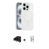 MARSİLYAN™- iPhone 15 Pro Max Kılıf Yankı Form Serisi - Siyah Bilvis 0.18mm Plus Cam Ekran Koruyucu + Raze Metal Kamera Lens - SH