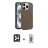 MARSİLYAN™- iPhone 15 Pro Max Kılıf Yankı Form Serisi - Siyah Bilvis 3D Cam Ekran Koruyucu + PVD Metal Kamera Lens - SH
