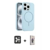 MARSİLYAN™- iPhone 15 Pro Max Kılıf Yankı Form Serisi - Siyah Bilvis 3D Cam Ekran Koruyucu + PVD Metal Kamera Lens - GI