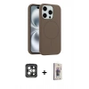 MARSİLYAN™- iPhone 15 Pro Max Kılıf Yankı Form Serisi - Siyah Bilvis 3D Cam Ekran Koruyucu + PVD Metal Kamera Lens - GI