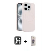 MARSİLYAN™- iPhone 15 Pro Max Kılıf Yankı Form Serisi - Siyah Bilvis 3D Cam Ekran Koruyucu + PVD Metal Kamera Lens - LT
