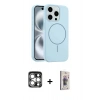 MARSİLYAN™- iPhone 15 Pro Max Kılıf Yankı Form Serisi - Siyah Bilvis 3D Cam Ekran Koruyucu + PVD Metal Kamera Lens - GS