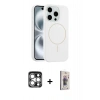 MARSİLYAN™- iPhone 15 Pro Max Kılıf Yankı Form Serisi - Siyah Bilvis 3D Cam Ekran Koruyucu + PVD Metal Kamera Lens - GS