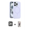 MARSİLYAN™- iPhone 15 Pro Max Kılıf Yankı Form Serisi - Siyah Bilvis 3D Cam Ekran Koruyucu + PVD Metal Kamera Lens - GI