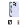 MARSİLYAN™- iPhone 15 Pro Max Kılıf Yankı Form Serisi - Siyah Bilvis 3D Cam Ekran Koruyucu + PVD Metal Kamera Lens - SH