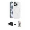 MARSİLYAN™- iPhone 15 Pro Max Kılıf Yankı Form Serisi - Siyah Bilvis 3D Cam Ekran Koruyucu + Raze Metal Kamera Lens - SH