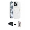 MARSİLYAN™- iPhone 15 Pro Max Kılıf Yankı Form Serisi - Siyah Bilvis 3D Cam Ekran Koruyucu + Raze Metal Kamera Lens - LT