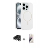 MARSİLYAN™- iPhone 15 Pro Max Kılıf Yankı Form Serisi - Siyah Bilvis 3D Mat Cam Ekran Koruyucu + Raze Metal Kamera Lens - GS