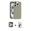 MARSİLYAN™- iPhone 15 Pro Max Kılıf Yankı Form Serisi - Siyah Bilvis 3D Mat Cam Ekran Koruyucu + PVD Metal Kamera Lens - GS