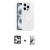 MARSİLYAN™- iPhone 15 Pro Max Kılıf Yankı Form Serisi - Siyah Bilvis 3D Mat Cam Ekran Koruyucu + PVD Metal Kamera Lens - GS