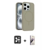 MARSİLYAN™- iPhone 15 Pro Max Kılıf Yankı Form Serisi - Siyah Bilvis 3D Mat Cam Ekran Koruyucu + PVD Metal Kamera Lens - SH