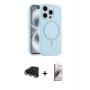 MARSİLYAN™- iPhone 15 Pro Max Kılıf Yankı Form Serisi - Siyah Bilvis 3D Mat Cam Ekran Koruyucu + Raze Metal Kamera Lens - SH