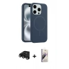 MARSİLYAN™- iPhone 15 Pro Max Kılıf Yankı Form Serisi - Siyah Bilvis 3D Mat Cam Ekran Koruyucu + Raze Metal Kamera Lens - SH