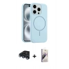 MARSİLYAN™- iPhone 15 Pro Max Kılıf Yankı Form Serisi - Siyah Bilvis 3D Mat Cam Ekran Koruyucu + Raze Metal Kamera Lens - LT