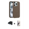 MARSİLYAN™- iPhone 15 Pro Max Kılıf Yankı Form Serisi - Siyah Bilvis 3D Mat Cam Ekran Koruyucu + Raze Metal Kamera Lens - LT