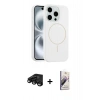 MARSİLYAN™- iPhone 15 Pro Max Kılıf Yankı Form Serisi - Siyah Bilvis 3D Mat Cam Ekran Koruyucu + Raze Metal Kamera Lens - SH
