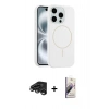 MARSİLYAN™- iPhone 15 Pro Max Kılıf Yankı Form Serisi - Siyah Bilvis 3D Mat Cam Ekran Koruyucu + Raze Metal Kamera Lens - TMGI
