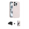 MARSİLYAN™- iPhone 15 Pro Max Kılıf Yankı Form Serisi - Siyah Bilvis 3D Mat Cam Ekran Koruyucu + Raze Metal Kamera Lens - TMGI