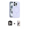 MARSİLYAN™- iPhone 15 Pro Max Kılıf Yankı Form Serisi - Siyah Bilvis 3D Mat Cam Ekran Koruyucu + Turuncu PVD Metal Kamera Lens