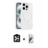MARSİLYAN™- iPhone 15 Pro Max Kılıf Yankı Form Serisi - Siyah Bilvis 3D Mat Cam Ekran Koruyucu + Turuncu PVD Metal Kamera Lens