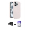 MARSİLYAN™- iPhone 15 Pro Max Kılıf Yankı Form Serisi - Siyah Bilvis 5in1 3D Magic Cam Ekran Koruyucu + Gümüş Raze Metal Kamera Lens