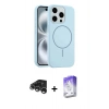 MARSİLYAN™- iPhone 15 Pro Max Kılıf Yankı Form Serisi - Siyah Bilvis 5in1 3D Magic Cam Ekran Koruyucu + Gümüş Raze Metal Kamera Lens