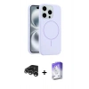 MARSİLYAN™- iPhone 15 Pro Max Kılıf Yankı Form Serisi - Siyah Bilvis 5in1 3D Magic Cam Ekran Koruyucu + Gümüş Raze Metal Kamera Lens