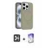 MARSİLYAN™- iPhone 15 Pro Max Kılıf Yankı Form Serisi - Siyah Bilvis 5in1 3D Magic Cam Ekran Koruyucu + PVD Metal Kamera Lens - GI
