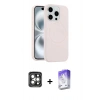 MARSİLYAN™- iPhone 15 Pro Max Kılıf Yankı Form Serisi - Siyah Bilvis 5in1 3D Magic Cam Ekran Koruyucu + PVD Metal Kamera Lens - GI