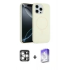 MARSİLYAN™- iPhone 15 Pro Max Kılıf Yankı Form Serisi - Siyah Bilvis 5in1 3D Magic Cam Ekran Koruyucu + PVD Metal Kamera Lens - GS