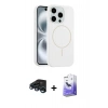 MARSİLYAN™- iPhone 15 Pro Max Kılıf Yankı Form Serisi - Siyah Bilvis 5in1 5D Magic Hayalet Cam Ekran Koruyucu + Raze Metal Kamera Lens - LT