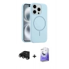 MARSİLYAN™- iPhone 15 Pro Max Kılıf Yankı Form Serisi - Siyah Bilvis 5in1 5D Magic Hayalet Cam Ekran Koruyucu + Siyah Raze Metal Kamera Lens