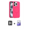 MARSİLYAN™- iPhone 15 Pro Max Kılıf Yankı Form Serisi - Siyah Bilvis 5in1 5D Magic Hayalet Cam Ekran Koruyucu + PVD Metal Kamera Lens - SH