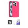 MARSİLYAN™- iPhone 15 Pro Max Kılıf Yankı Form Serisi - Siyah Bilvis 5in1 5D Magic Hayalet Cam Ekran Koruyucu + PVD Metal Kamera Lens - GI