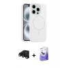 MARSİLYAN™- iPhone 15 Pro Max Kılıf Yankı Form Serisi - Siyah Bilvis 5in1 5D Magic Hayalet Cam Ekran Koruyucu + Siyah Raze Metal Kamera Lens