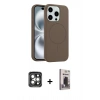 MARSİLYAN™- iPhone 15 Pro Max Kılıf Yankı Form Serisi - Siyah Bilvis Hayalet Cam Ekran Koruyucu + PVD Metal Kamera Lens - GI