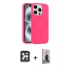 MARSİLYAN™- iPhone 15 Pro Max Kılıf Yankı Form Serisi - Siyah Bilvis Hayalet Cam Ekran Koruyucu + PVD Metal Kamera Lens - GI
