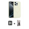 MARSİLYAN™- iPhone 15 Pro Max Kılıf Yankı Form Serisi - Siyah Bilvis Hayalet Cam Ekran Koruyucu + PVD Metal Kamera Lens - GI